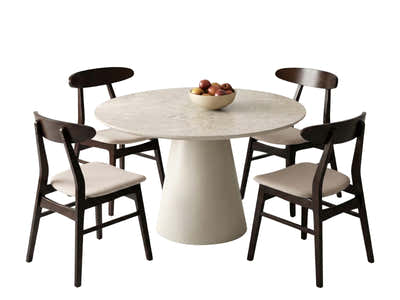 Kaila Round Dining Table - 120 cm & Fiesta Dining Chair Wenge - Set of 4