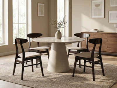 Kaila Round Dining Table - 120 cm & Fiesta Dining Chair Wenge - Set of 4