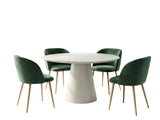 Kaila Round Dining Table - 120 cm & Parson Velvet Dining Chair Teal - Set of 4