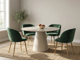 Kaila Round Dining Table - 120 cm & Parson Velvet Dining Chair Teal - Set of 4