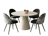 Kaila Round Dining Table - 120 cm & Fernando Dining Chair with Fern Pattern - Set of 4