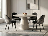 Kaila Round Dining Table - 120 cm & Fernando Dining Chair with Fern Pattern - Set of 4