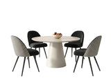 Kaila Round Dining Table - 120 cm & Fernando Dining Chair with Houndstooth - Set of 4