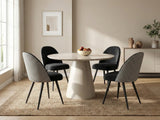 Kaila Round Dining Table - 120 cm & Fernando Dining Chair with Houndstooth - Set of 4