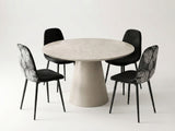 Kaila Round Dining Table - 120 cm & Axis Dining Chair with Fern Pattern - Set of 4