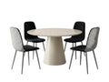Kaila Round Dining Table - 120 cm + Axis Velvet Dining Seat x4 Houndstooth New