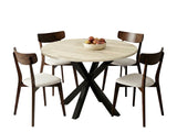 Elsie Round Dining Table - 110 cm & Iora Dining Chair Walnut - Set of 4