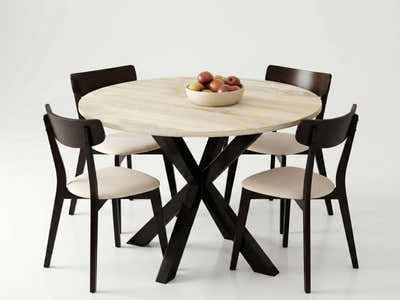 Elsie Round Dining Table - 110 cm & Iora Dining Chair Wenge - Set of 4