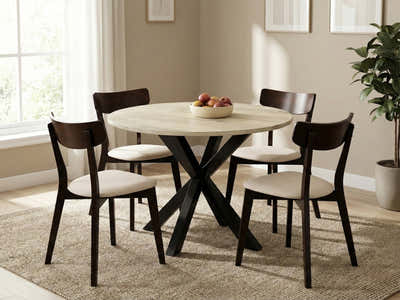 Elsie Round Dining Table - 110 cm & Iora Dining Chair Wenge - Set of 4