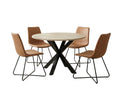 Elsie Round Dining Table - 110 cm & Walnut Bonded Leather Dining Chair - Set of 4