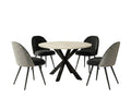 Elsie Round Dining Table - 110 cm & Fernando Dining Chair with Houndstooth - Set of 4