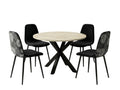 Elsie Round Dining Table - 110 cm & Axis Dining Chair with Fern Pattern - Set of 4
