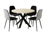 Elsie Round Dining Table - 110 cm & Axis Velvet Dining Seat x4 Houndstooth New (Combo)