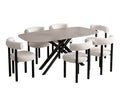 Moira Ceramic Top Dining Table 179 cm & Boucle Velvet Dining Chair White - Set of 6