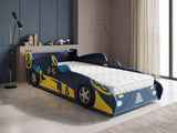 Supreme F1 Race Car Bed Frame Blue & Bon15 Mattress - Single