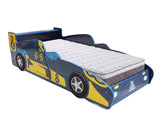 Supreme F1 Race Car Bed Frame Blue & MEM23 Mattress - Single
