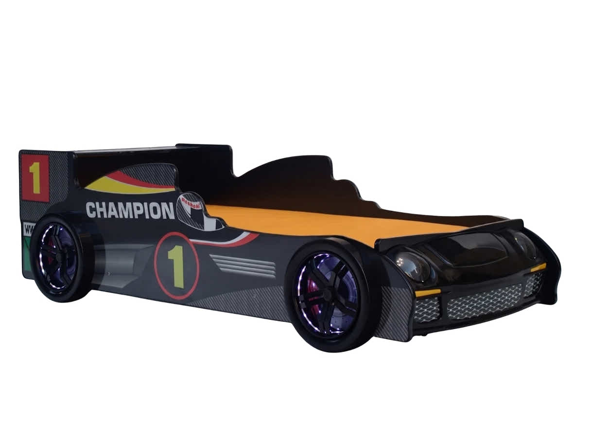 Racing Car Bed Frame with LED Lights Black - Single