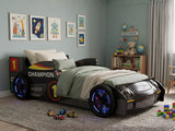 Racing Car Bed Frame with LED Lights Black - Single
