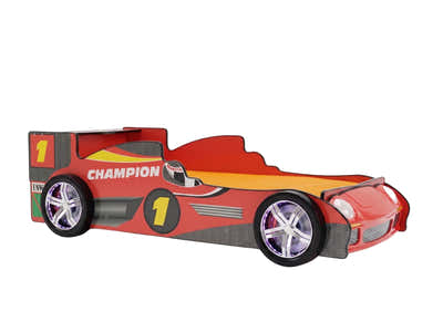 Racing Car Bed Frame with LED Lights Red - Single