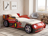 Racing Car Bed Frame with LED Lights Red - Single