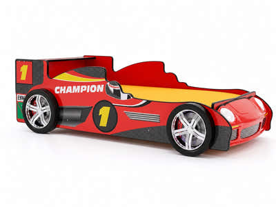 Racing Car Bed Frame with LED Lights Red - Single