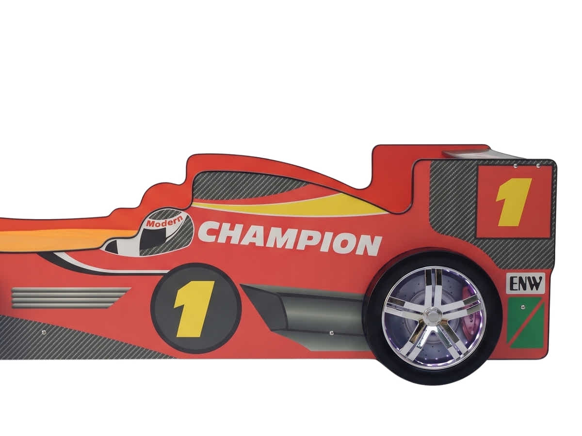Racing Car Bed Frame with LED Lights Red - Single