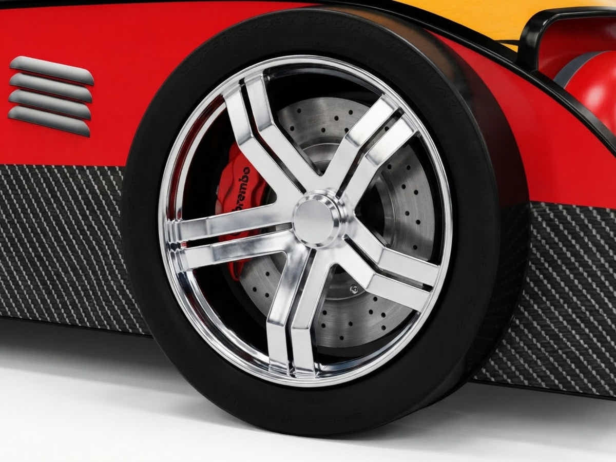 Racing Car Bed Frame with LED Lights Red - Single