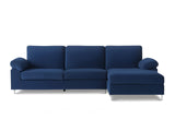 Kaveah Velvet Sofa With Right Chaise - Blue