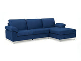 Kaveah Velvet Sofa With Right Chaise - Blue