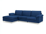 Kaveah Velvet Sofa With Right Chaise - Blue