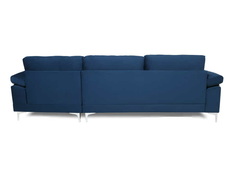 Kaveah Velvet Sofa With Right Chaise - Blue