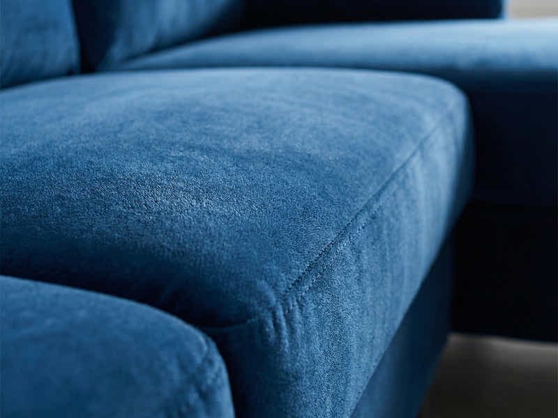 Kaveah Velvet Sofa With Right Chaise - Blue