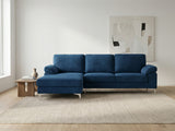 Kaveah Velvet Sofa With Left Chaise - Blue
