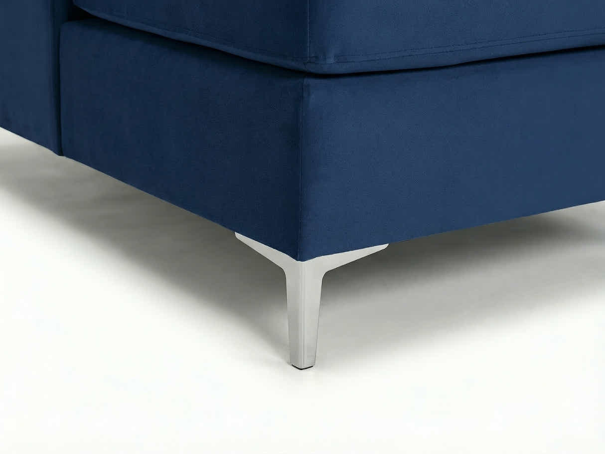Kaveah Velvet Sofa With Left Chaise - Blue