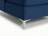Kaveah Velvet Sofa With Left Chaise - Blue