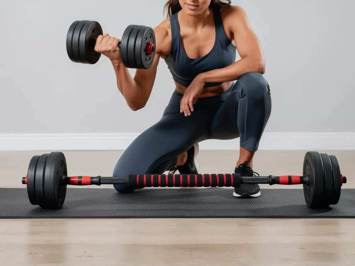 Dumbbell Set 3in1 Adjustable Barbell 20KG