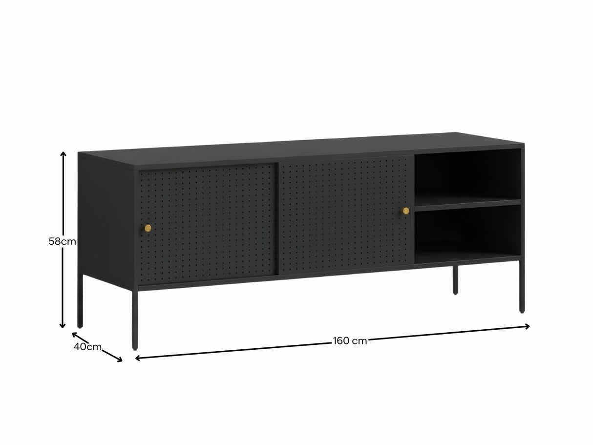 Lonna Steel Entertainment Unit Black - 160 cm