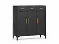 Lonna Steel 3-Door Shoe Cabinet With Drawers - Black