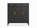 Lonna Steel 3-Door Shoe Cabinet With Drawers - Black