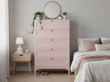 Lonna Steel 5-Drawer Tallboy - Pink