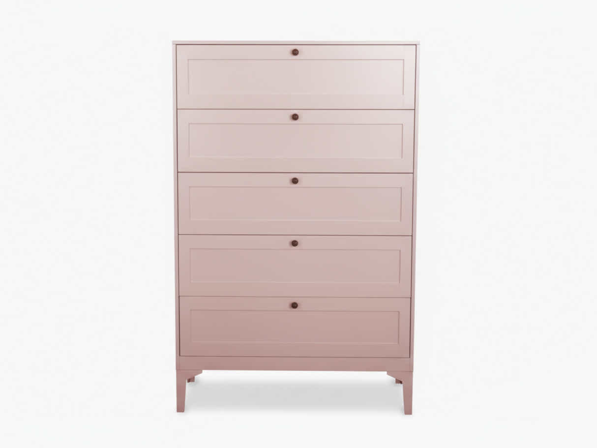 Lonna Steel 5-Drawer Tallboy - Pink