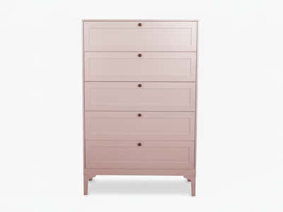 Lonna Steel 5-Drawer Tallboy - Pink