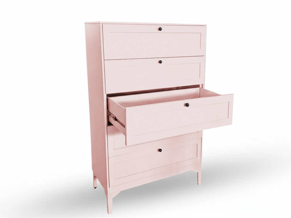 Lonna Steel 5-Drawer Tallboy - Pink