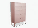 Lonna Steel 5-Drawer Tallboy - Pink