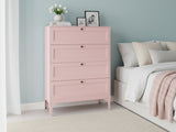 Lonna Steel 4 Drawer Tallboy - Pink