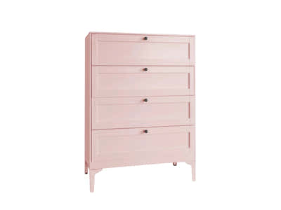 Lonna Steel 4-Drawer Tallboy - Pink