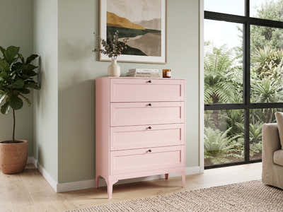 Lonna Steel 4-Drawer Tallboy - Pink