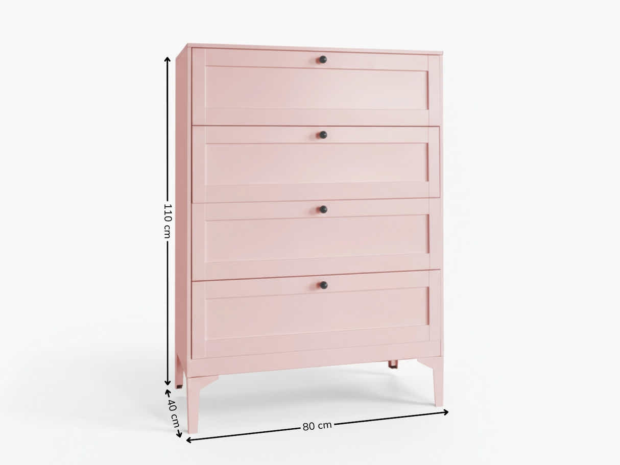 Lonna Steel 4 Drawer Tallboy - Pink