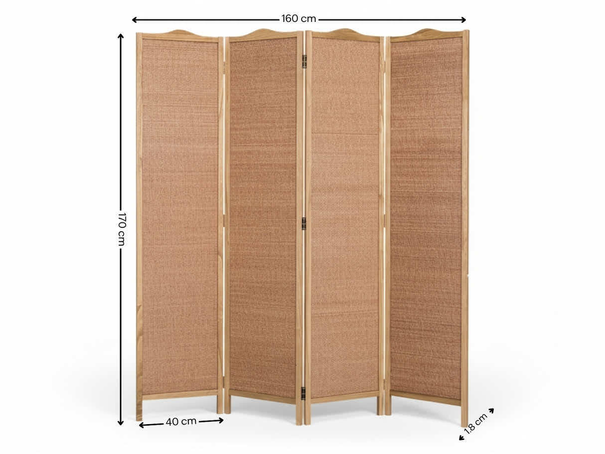 4-Panel Room Divider D S2 - Brown