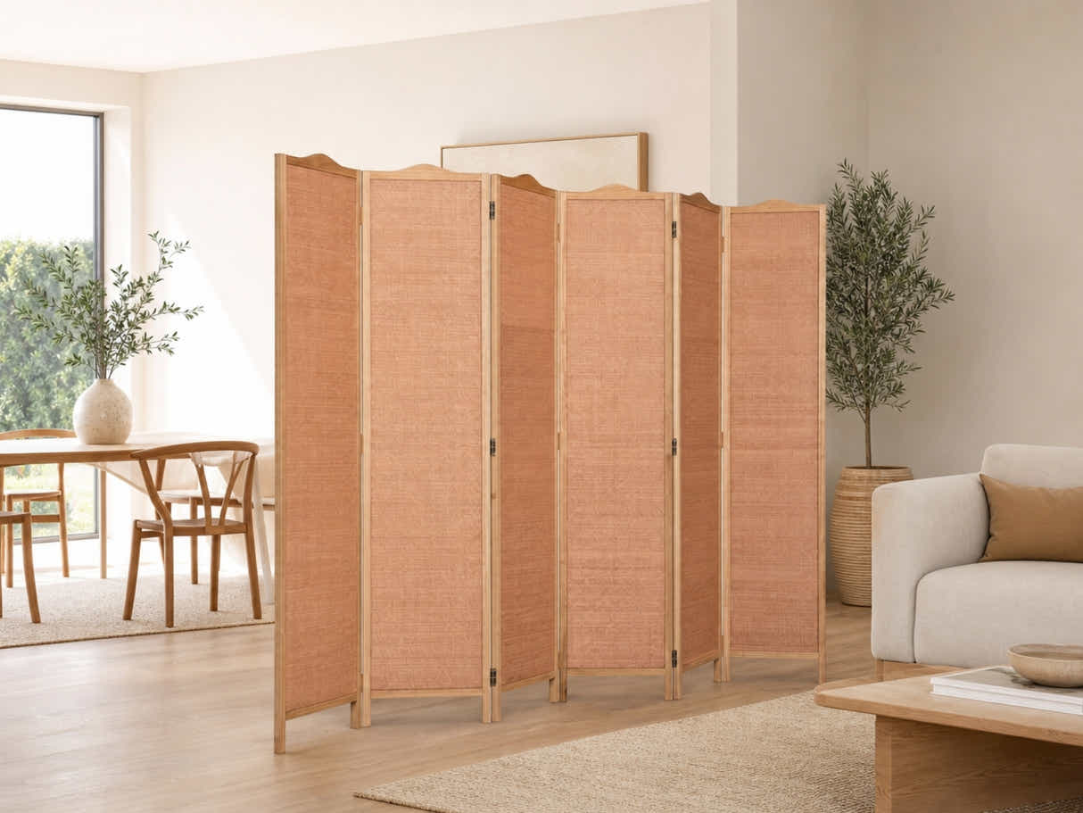 6-Panel Room Divider D S2 - Brown